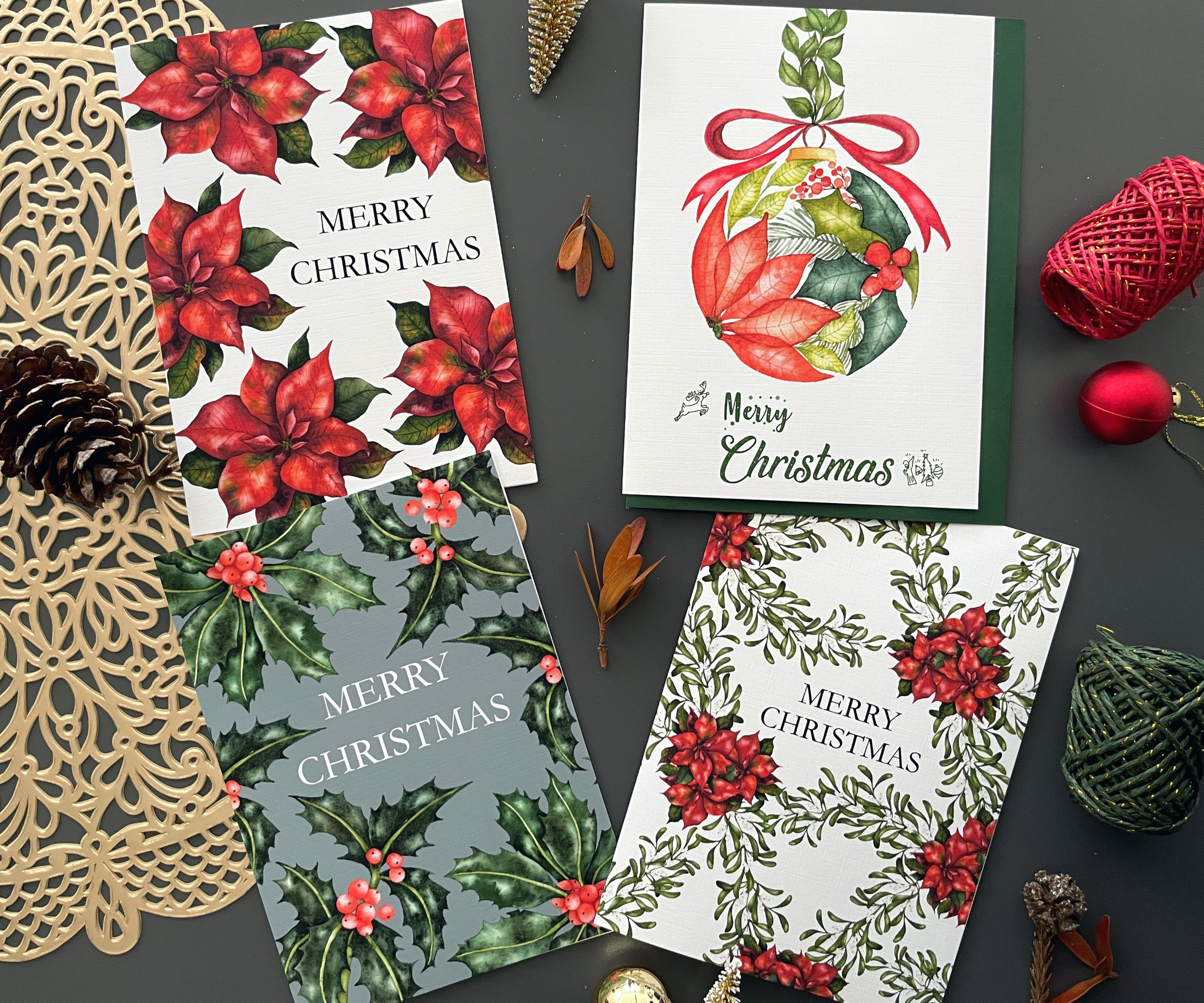 Merry Moments Collection - Set of 4 Christmas Greeting Cards