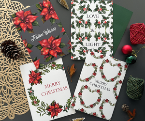 Festive Foliage Collection - Set of 4 Christmas Greeting Cards