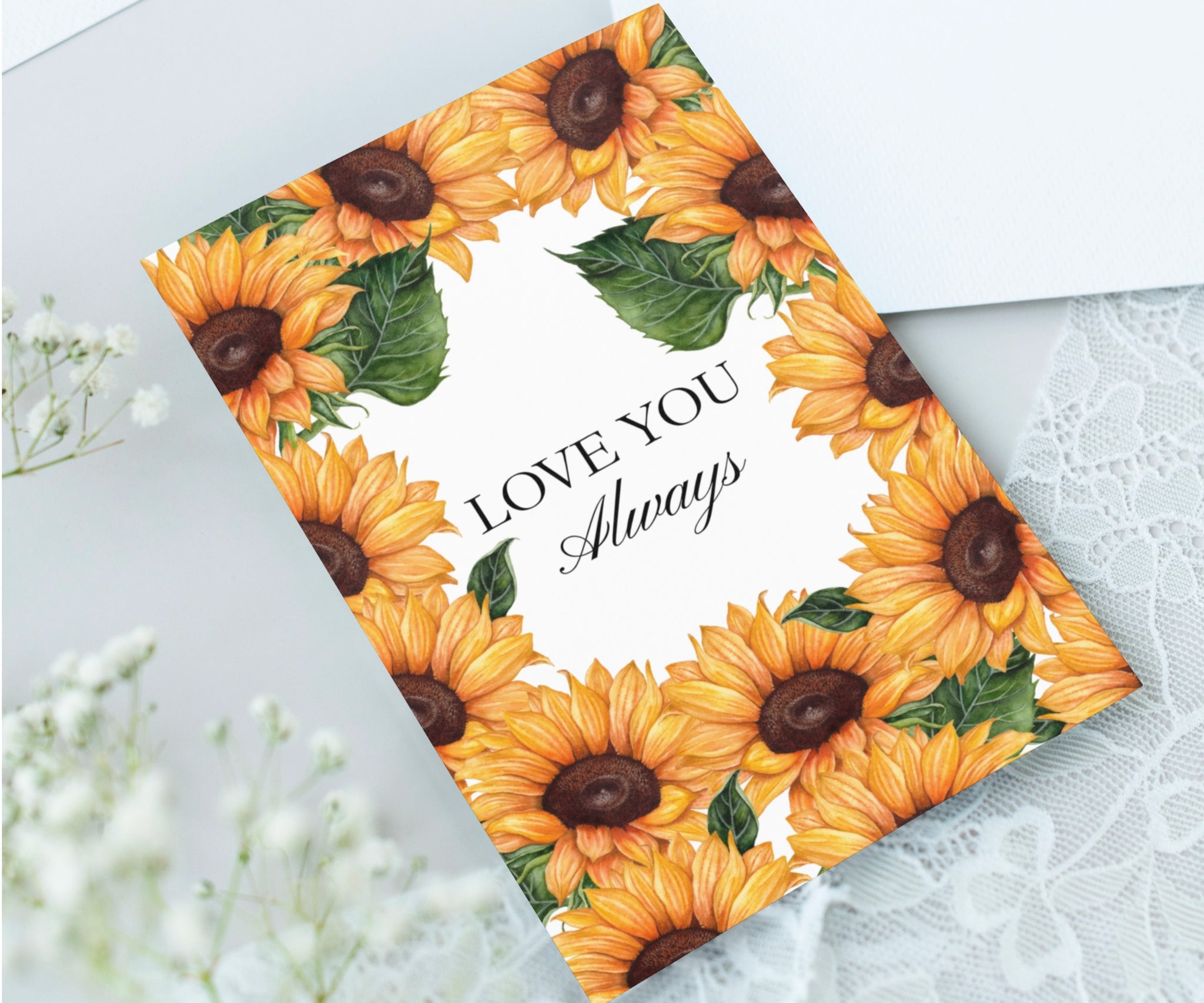 Love You always Sunflower Greeting Card