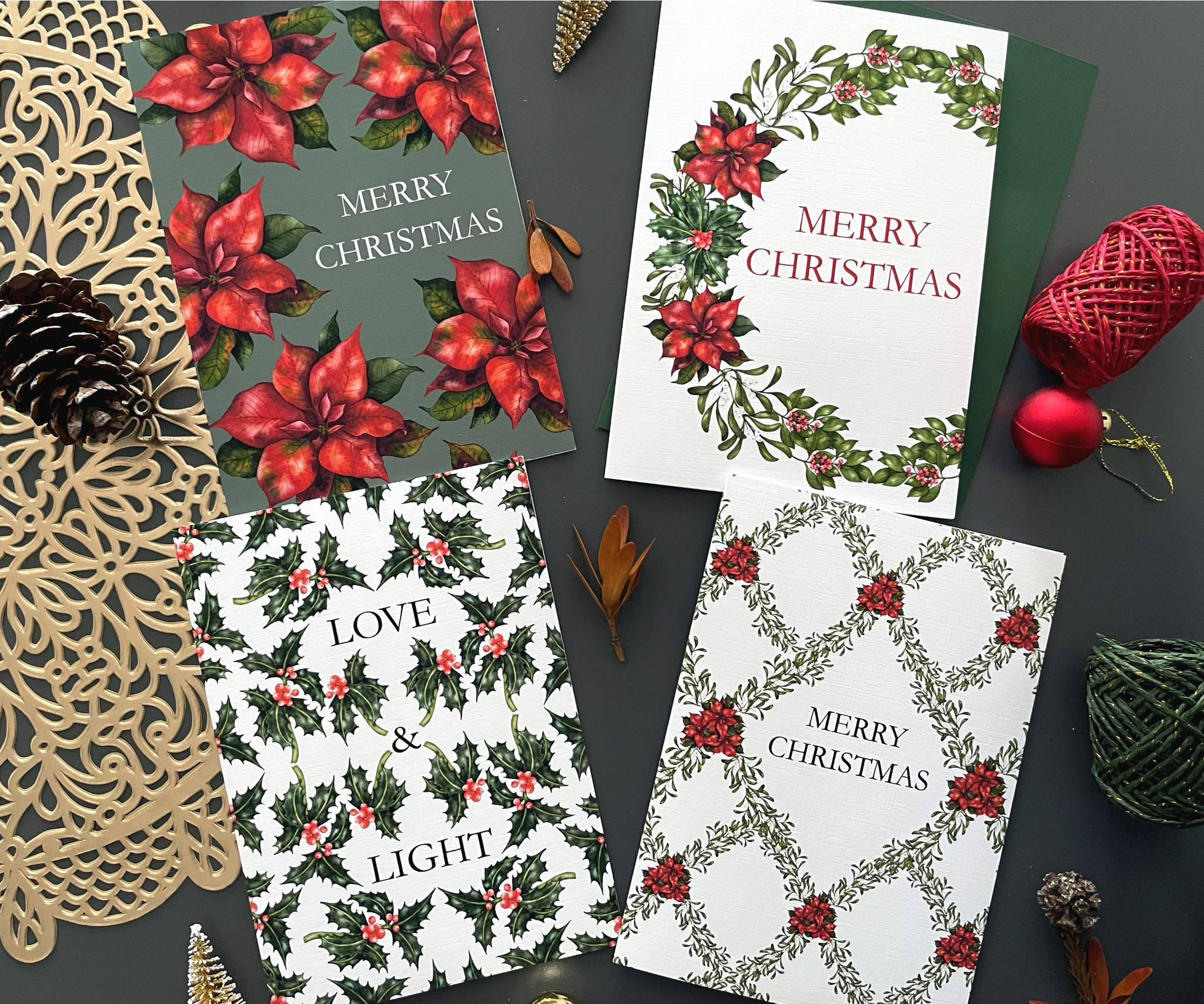 Joyful Tidings Collection - Set of 4 Christmas Greeting Cards
