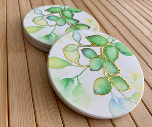 "Chromatic Harmony" Ceramic Gold Tea Coasters