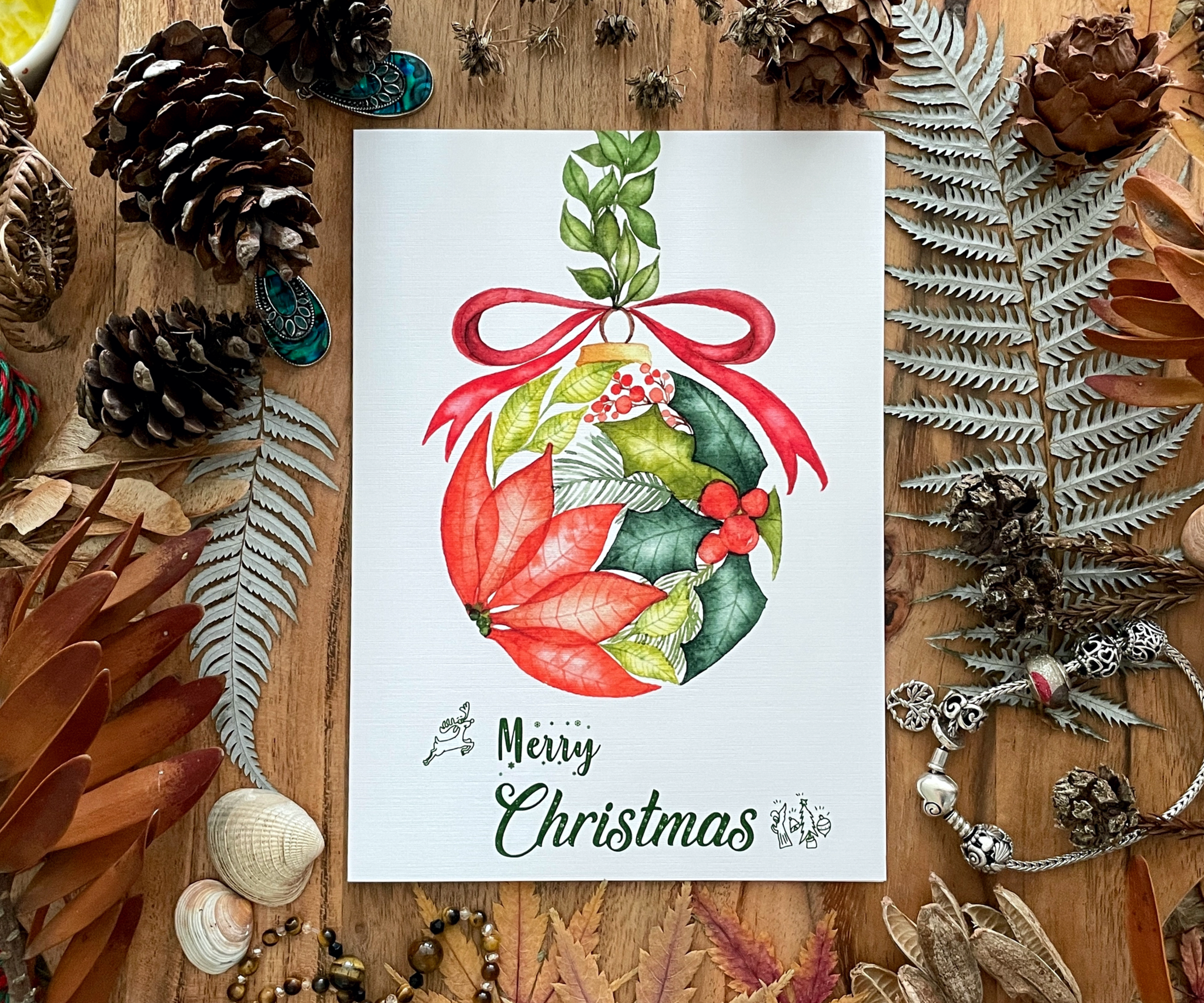 Whimsical Bauble of Splendor - Christmas Greeting Card