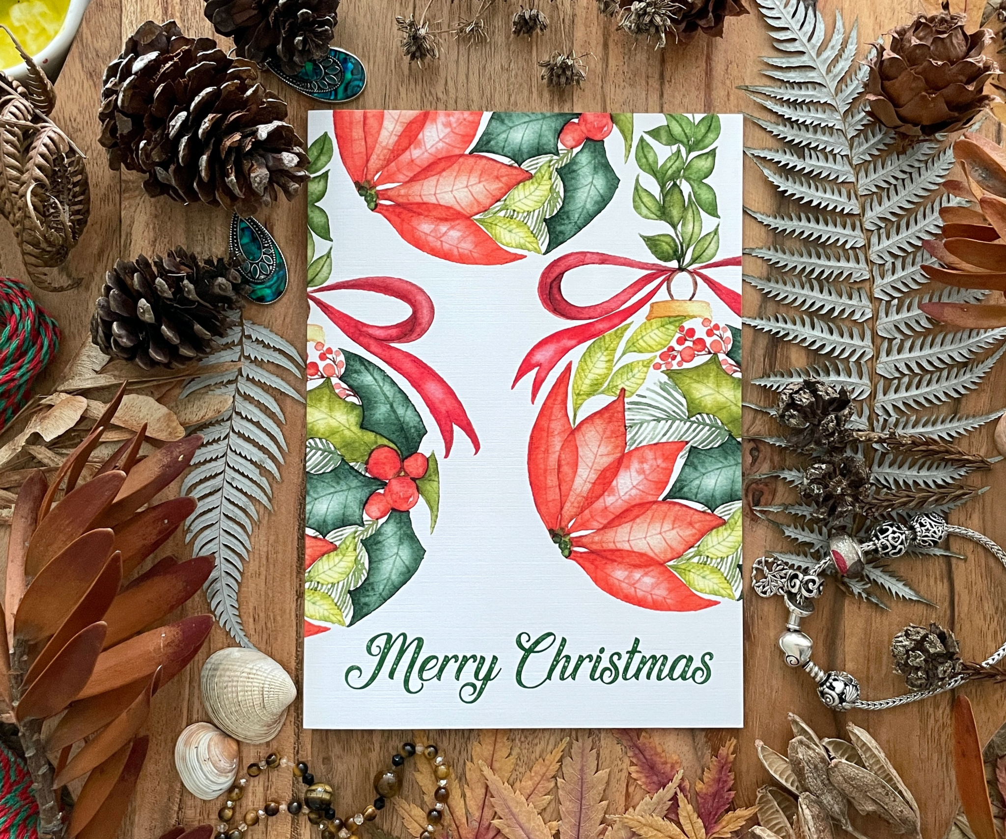 Whimsical Baubles of Delight - Christmas Greeting Card