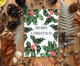 Merry Christmas Holly Cheer - White Christmas Greeting Card