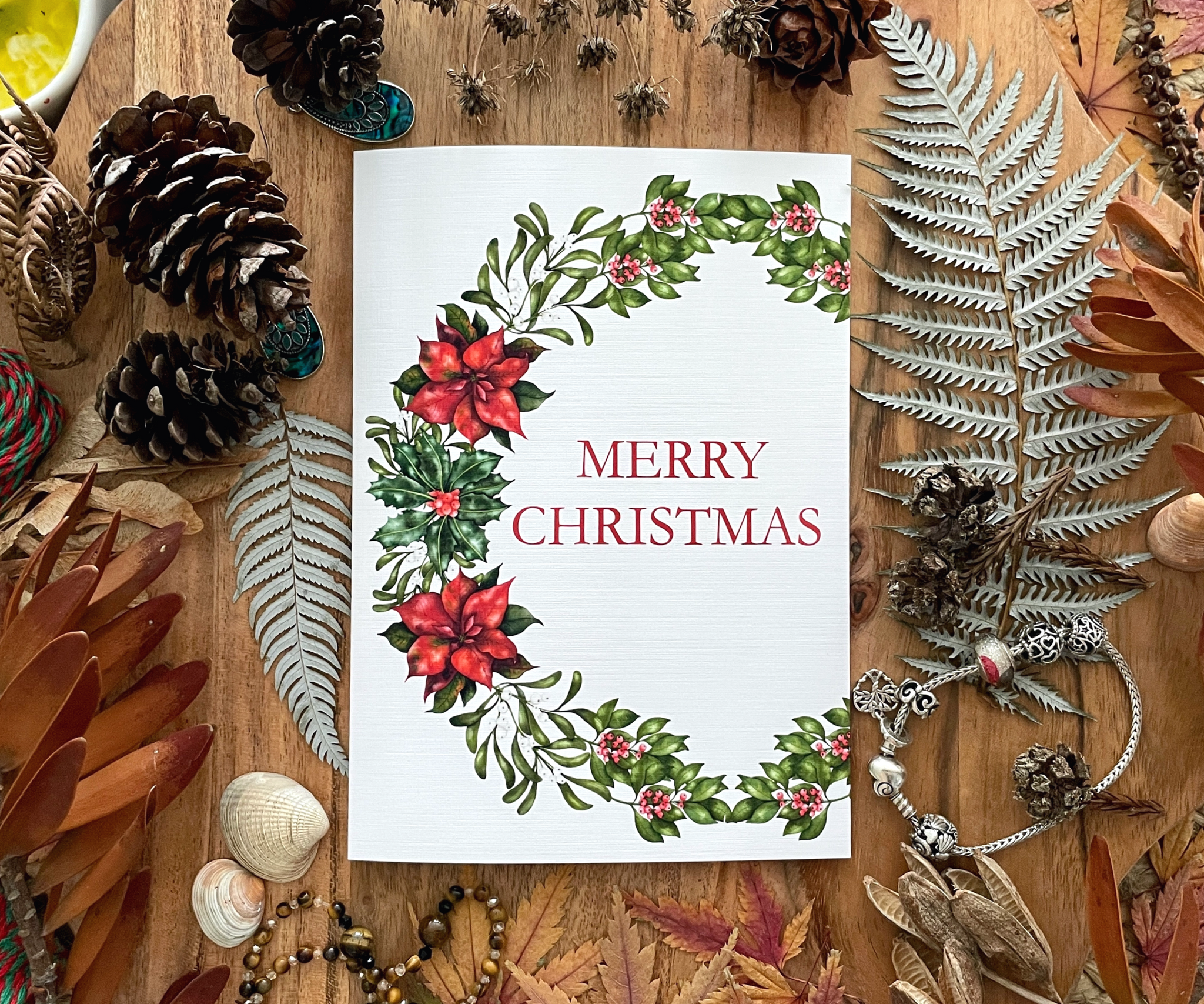 Wreath of Festive Warmth - Christmas Greeting Card