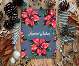 Poinsettia Festive Wishes - Grey Christmas Greeting Card