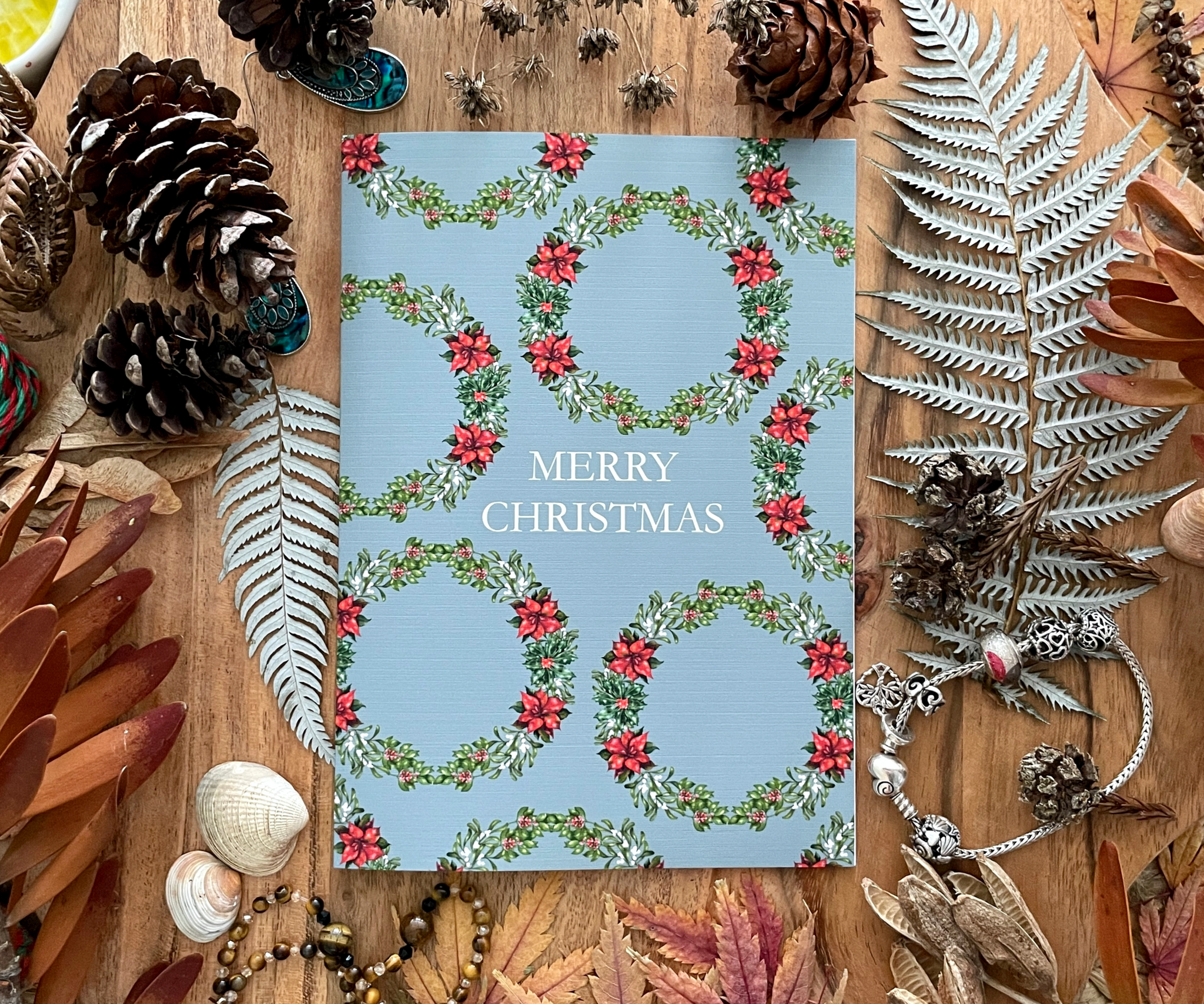 Wreaths of Festive Warmth - Christmas Greeting Card