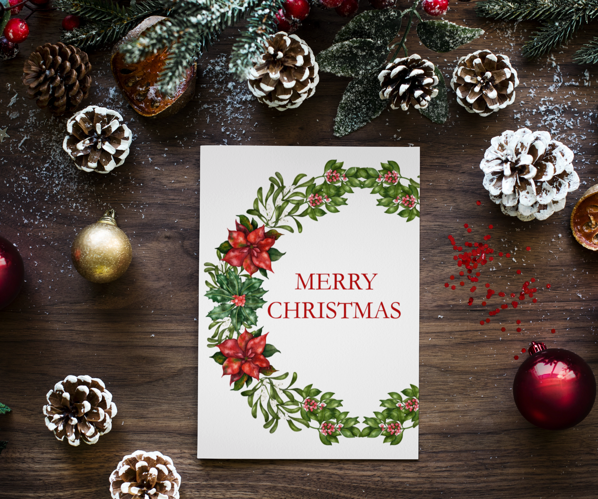 Wreath of Festive Warmth - Christmas Greeting Card