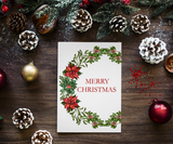 Wreath of Festive Warmth - Christmas Greeting Card