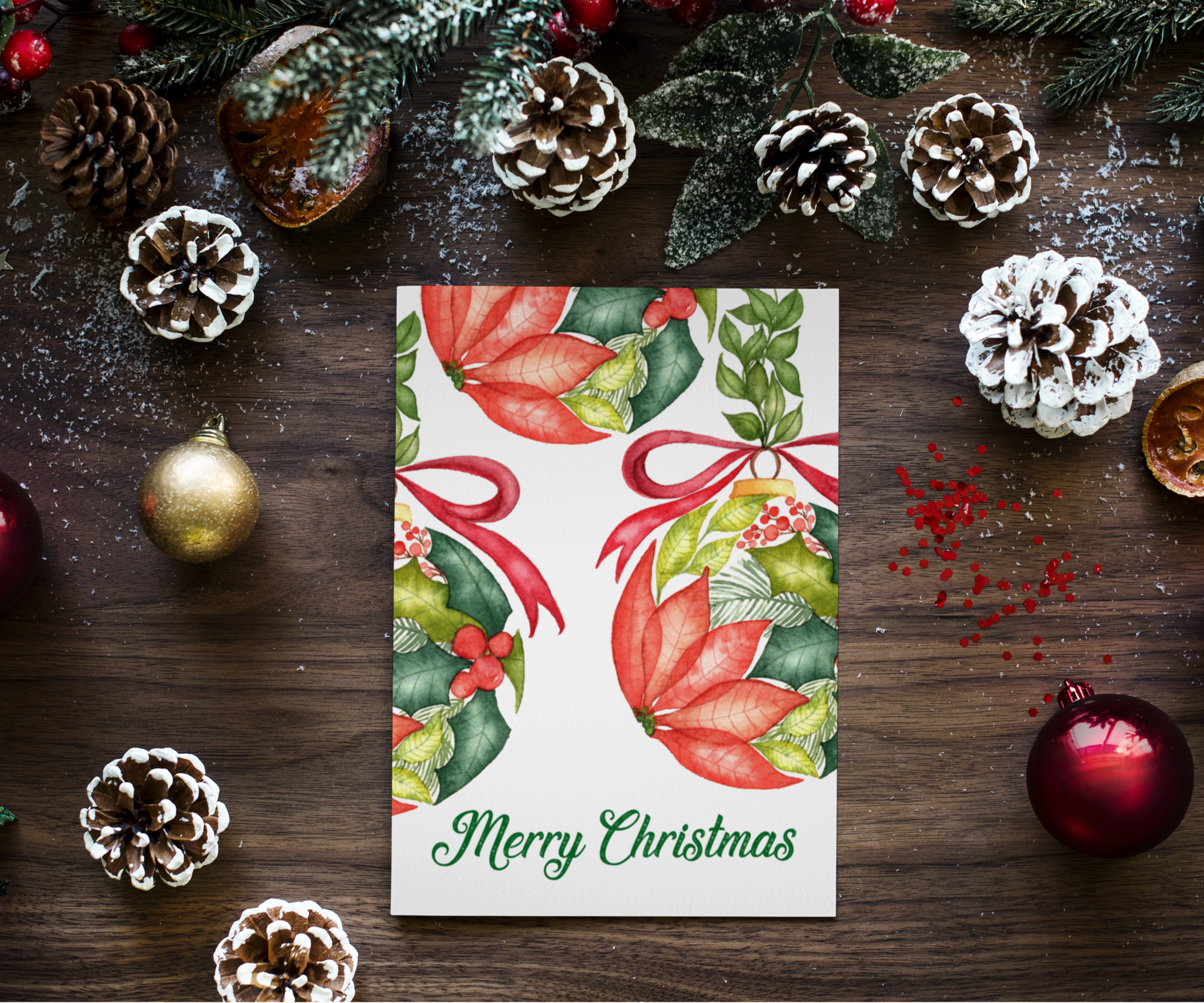 Whimsical Baubles of Delight - Christmas Greeting Card