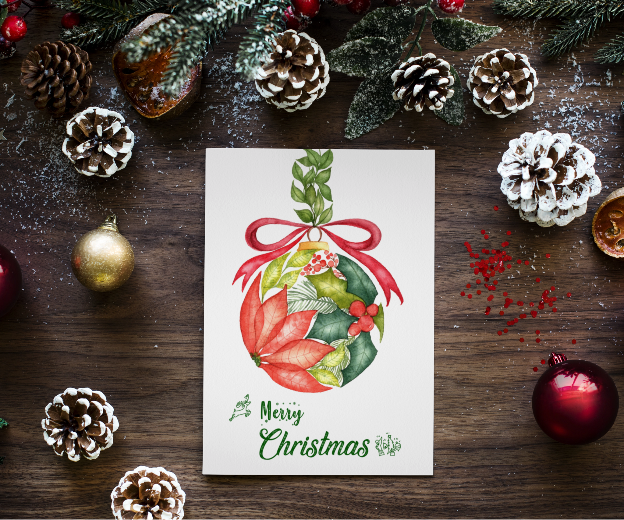 Whimsical Bauble of Splendor - Christmas Greeting Card