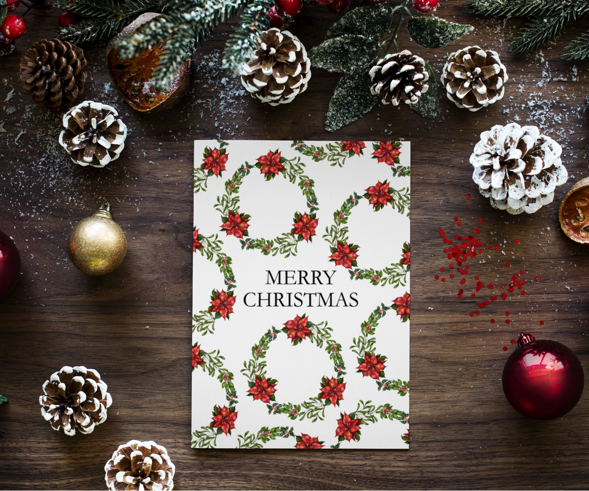 Wreaths of Cristmas Delight - Christmas Greeting Card