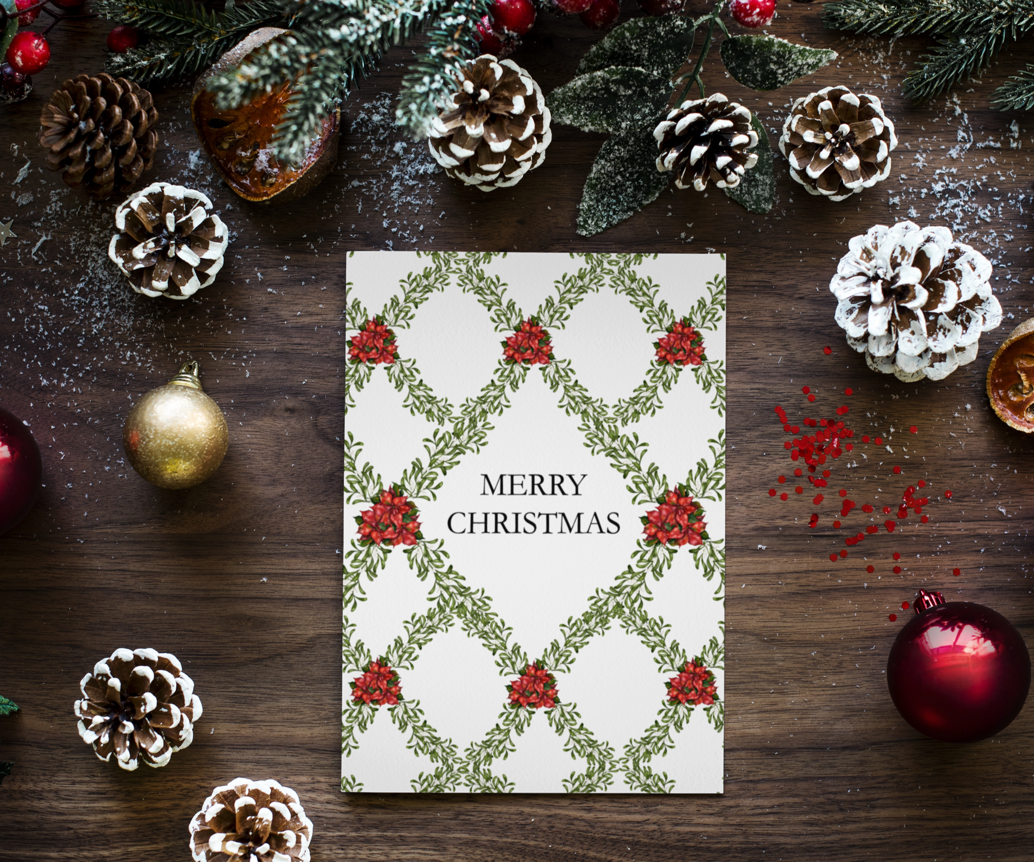 Festive Garland Charm Christmas Greeting Card