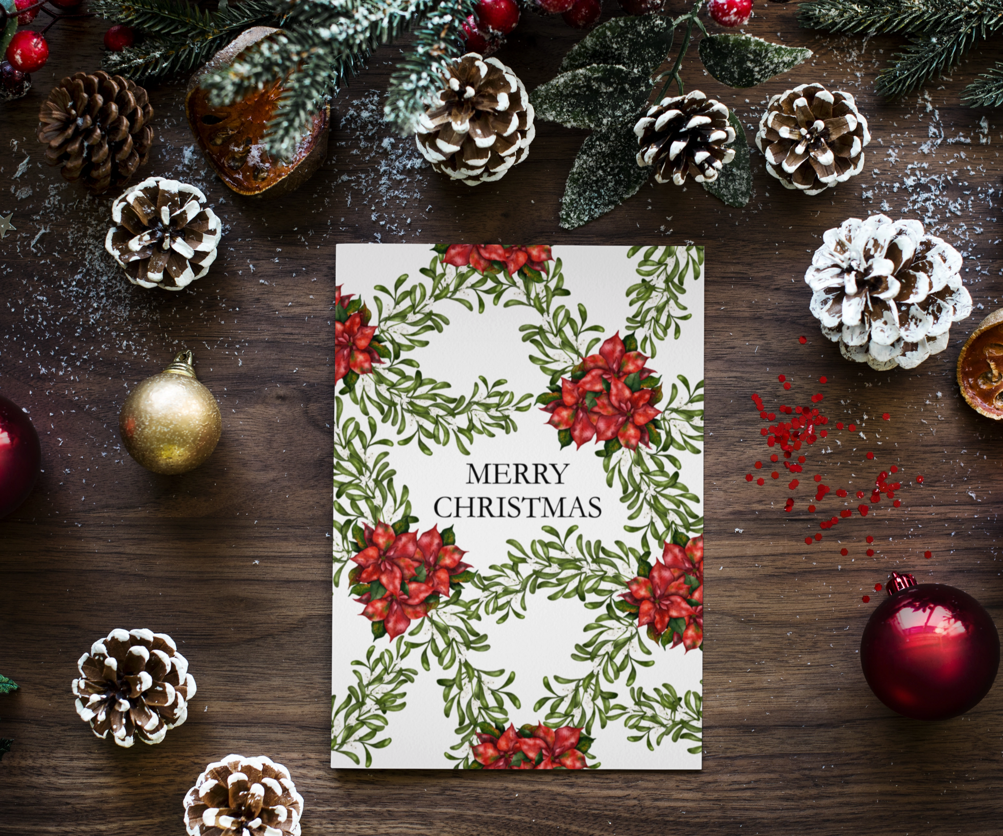 Festive Garland Bliss - Christmas Greeting Card 