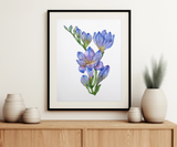 "Unfolding Brilliance" Freesia Flower Art Print on the Wall