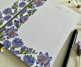 Close-up of Freesias in Bloom notepad showing floral freesia details