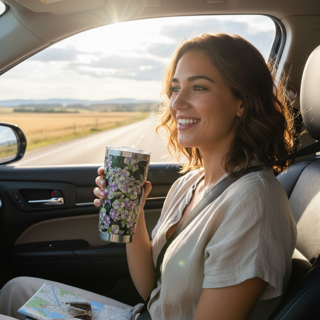 Hues of Serenity Hydrangea Insulated Travel Mug (590 mL)