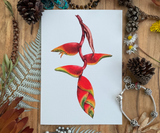 Heliconia Flower Greeting Card Canvas Front