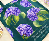 Close-up of hydrangea watercolour design on 100% cotton canvas tote bag, designed in New Zealand by Fareen Roshana.