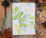 Chromatic Harmony Autumnal Leaf Branch Greeting Card Front Canvas