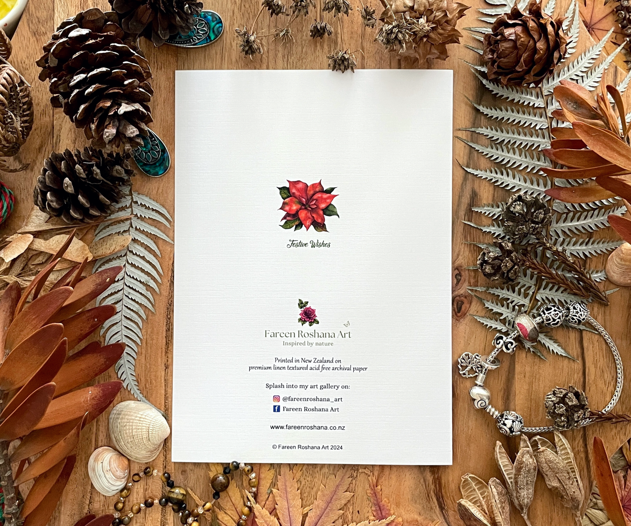 Merry Christmas Blooms Green Christmas Greeting Card