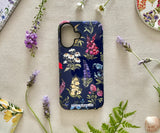 Full front view of the wildflower iPhone case from the Petals of the Wild collection, hand-painted in watercolour.