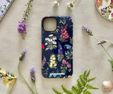 Full front view of the wildflower iPhone case from the Petals of the Wild collection, hand-painted in watercolour.
