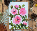 Pink Peonies Greeting Card Canvas Front