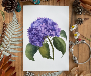 Hydrangea Flower Greeting Card Linen Front