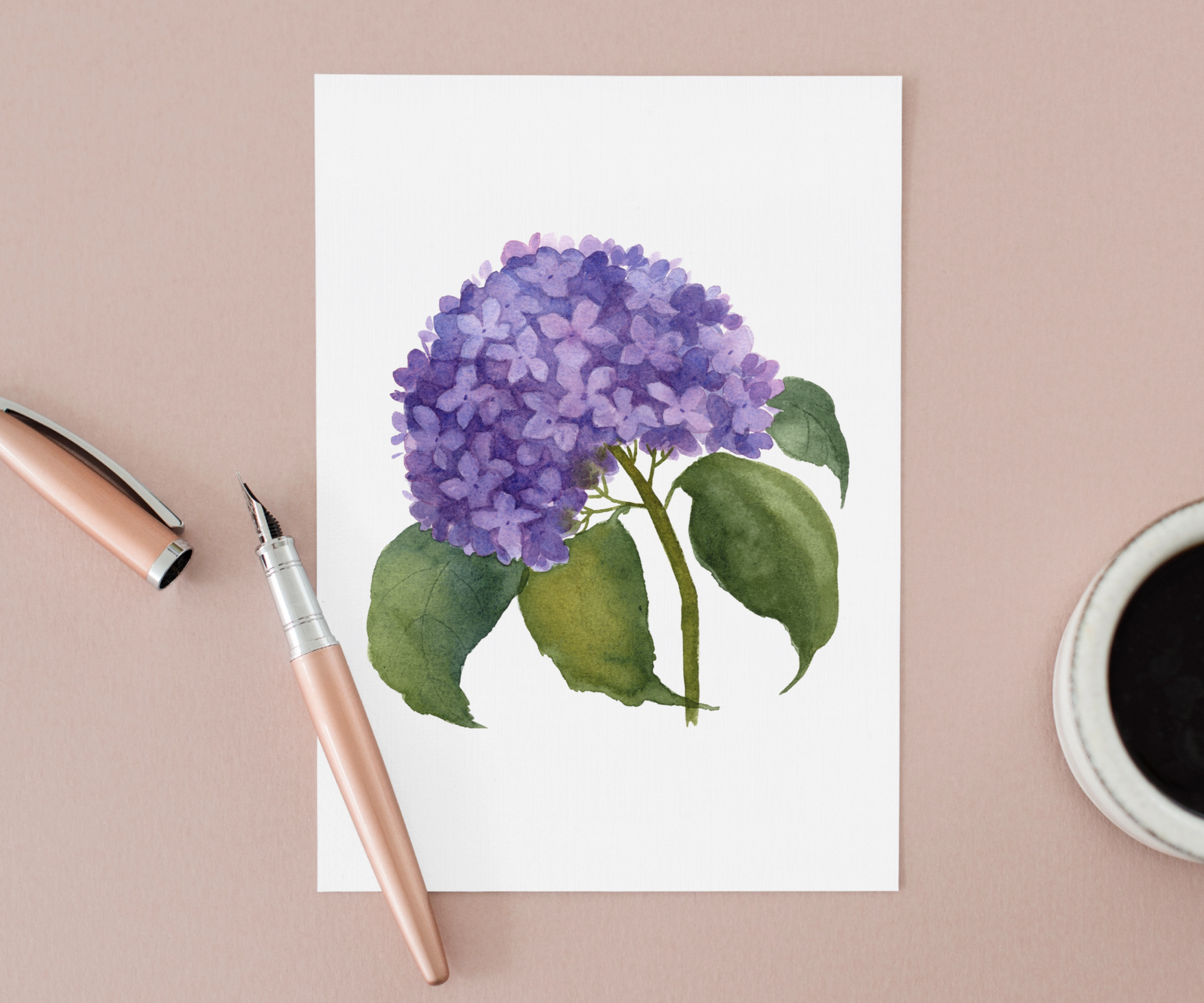 Hydrangea Flower Greeting Card Mock Up