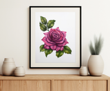 "Flourishing in Deep Hues" Rose Flower Art Print on the wall