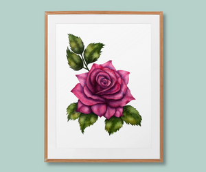 "Flourishing in Deep Hues" Rose Flower Art Print