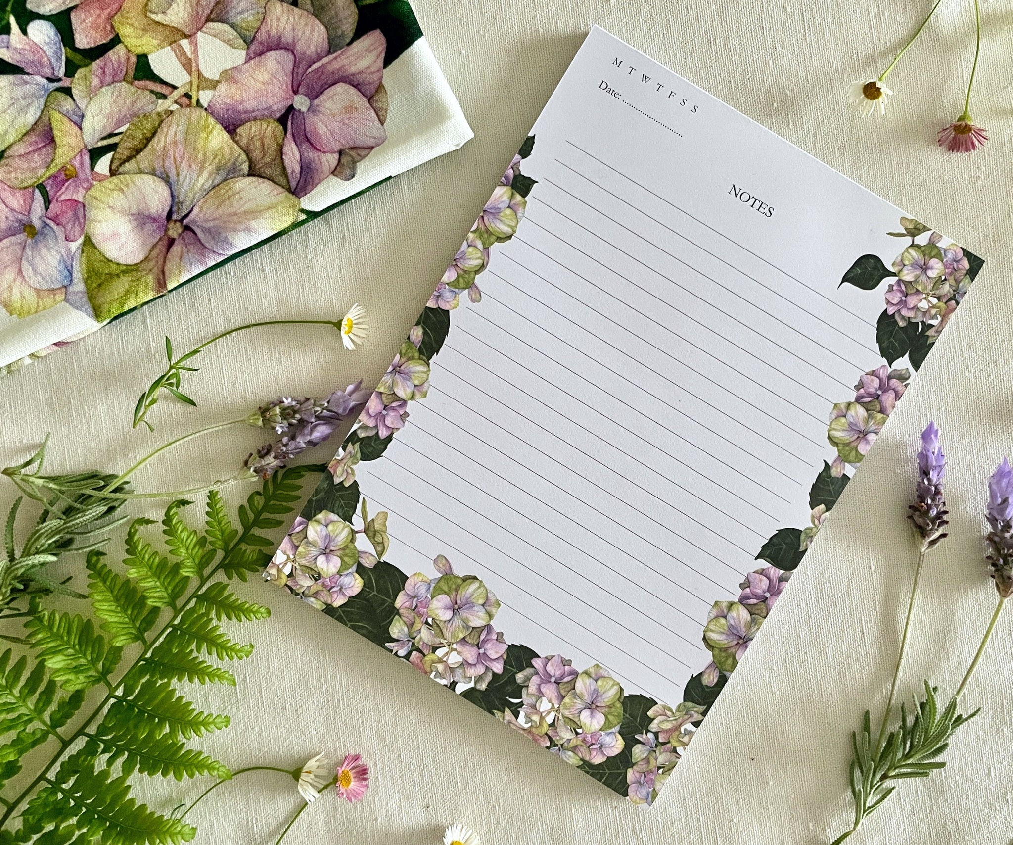 Hues of Serenity floral notepad front without bellyband