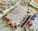 Sunflower notepad with pen, no bellyband