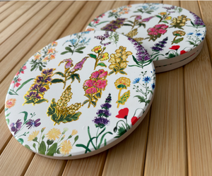"Petals of the Wild" Ceramic Gold Tea Coasters