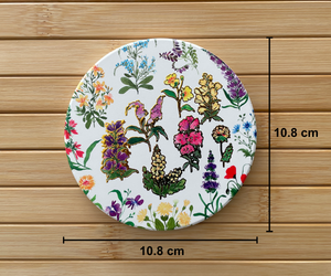 "Petals of the Wild" Ceramic Gold Tea Coasters Dimensions