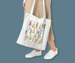 Petals of the Wild White 100% Cotton Canvas Tote Bag Girl