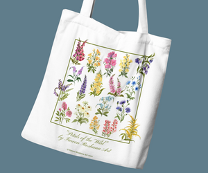 Petals of the Wild White 100% Cotton Canvas Tote Bag