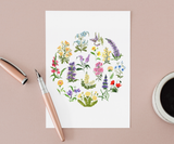 Whirl of Blooms Greeting Card Mock Up
