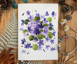 Wild Violet Flowers Greeting Card Canvas Front